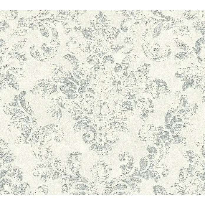 AS Creation Neue Bude 2.0 ED II Vliestapete Damask - Weiß/Silber, Ornament, 10,05 x 0,53 m - Detailaufnahme