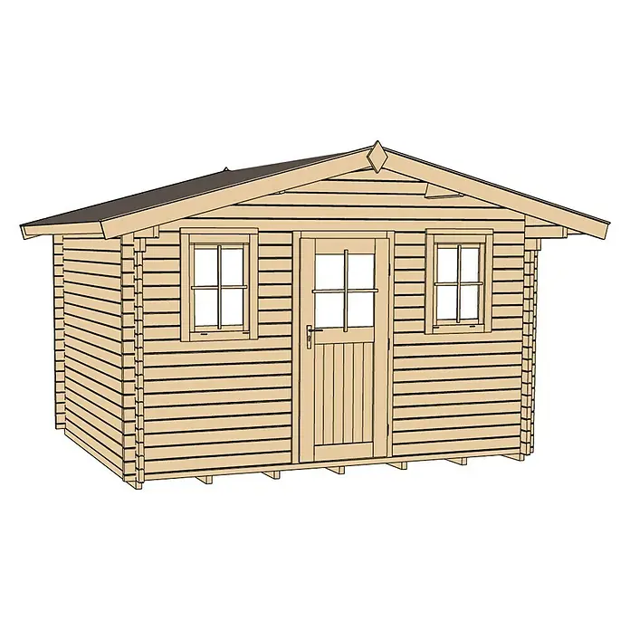 Weka Gartenhaus Weekendhaus 138 - B x T: 450 x 370 cm, Holz, 11,4 m², Wandstärke: 45 mm, Mit Vordach 0,6 m