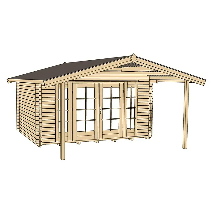 Weka Gartenhaus Weekendhaus 137 A - B x T: 460 x 510 cm, Holz, 19 m², Wandstärke: 45 mm, Mit Vordach 2 m