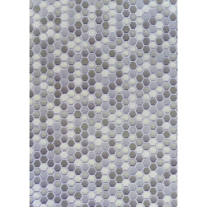 Papel pintado a metros Ceramics Hexágonos - Ancho: 67,5 cm, Gris