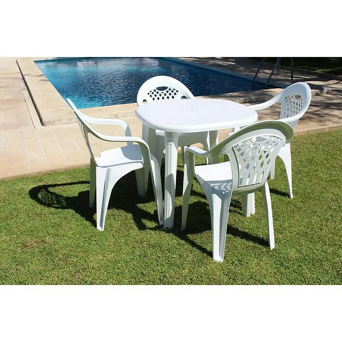 Mesa de jardín redonda Cancún - Ø x Al: 80 x 73 cm, Blanco