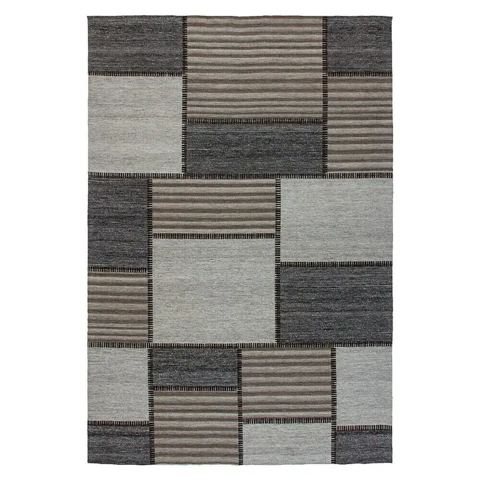 Kayoom Flachgewebeteppich Phönix - Grau/Braun, 170 x 120 cm, 75 % Wolle, 20 % Baumwolle, 5 % Polyester - Ansicht von oben