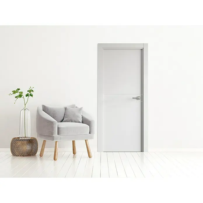 PortStylo Puerta interior Río - 82,5 x 203 cm, Apertura según normativa: Izquierda, Blanco lacado, Maciza aligerada