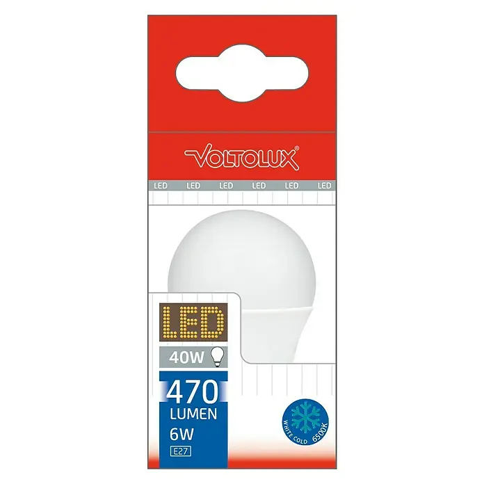 Voltolux Bombilla LED - E27, 6 W, 470 lm, Blanco frío