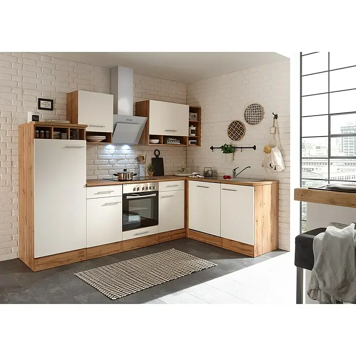 Respekta Winkelküche BEKBL280EWC - 172 x 280 cm, Weiß