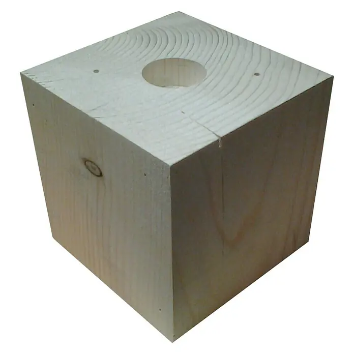 Portavelas de madera - Abeto rojo, 10 x 10 x 10 cm