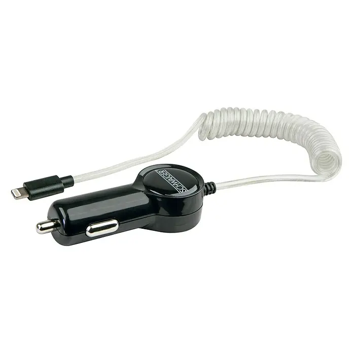 Schwaiger Kfz-Ladekabel Lightning - Eingang: 12 - 24 V DC, Zigarettenanzünder-Stecker (SAE J563) - Vorderansicht