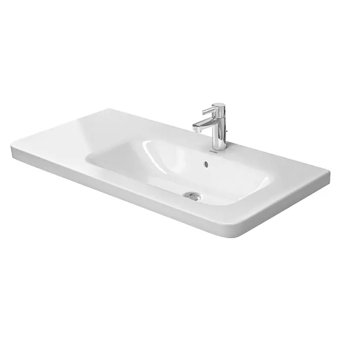 Duravit DuraStyle Waschtisch - 100 x 48 cm, Ohne Spezialglasur, Hahnloch: Rechts, Mit Überlauf, Weiß - Vorderansicht