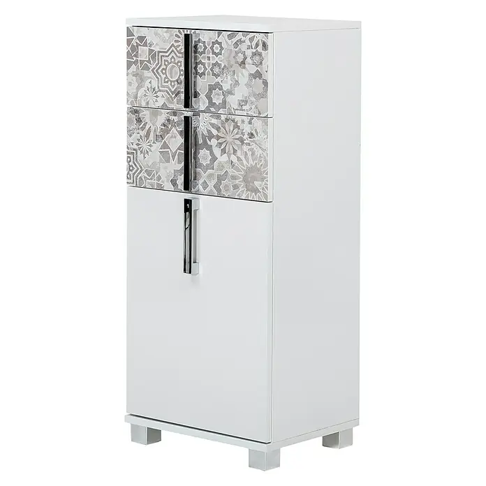 Schildmeyer Luca Unterschrank - 40 x 32 x 95 cm, Weiß/Mexicograu - Rechte Seitenansicht