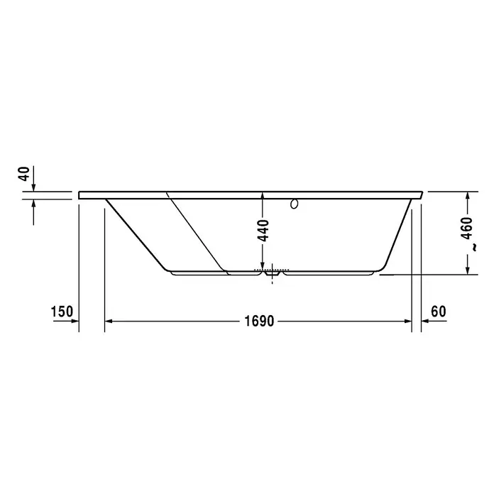 Duravit Badewanne Paiova 5 - 190 x 140 cm, Raumecke Links, Sanitäracryl, Weiß - Vorderansicht