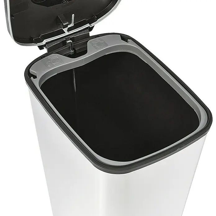 KIS Treteimer Chic - 45 l, Schwarz/Silber, Eckig, Kunststoff