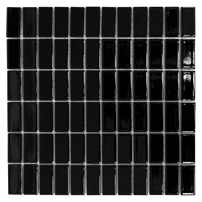 Mosaikfliese Uni ST 390 - 29,8 x 29,8 cm, Schwarz, Glänzend - Ansicht von oben