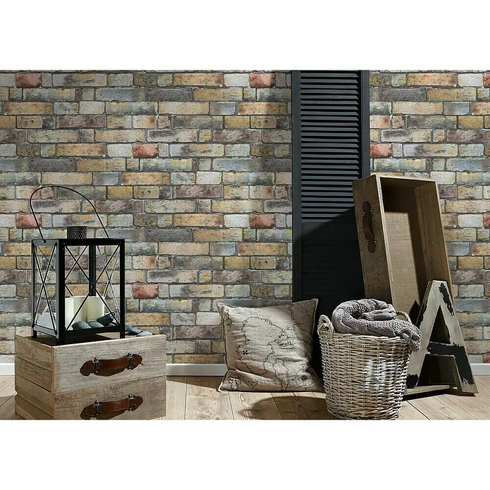AS Creation Authentic Walls Vliestapete - Bunt, Steinoptik, 10,05 x 0,53 m - Stimmungsaufnahme