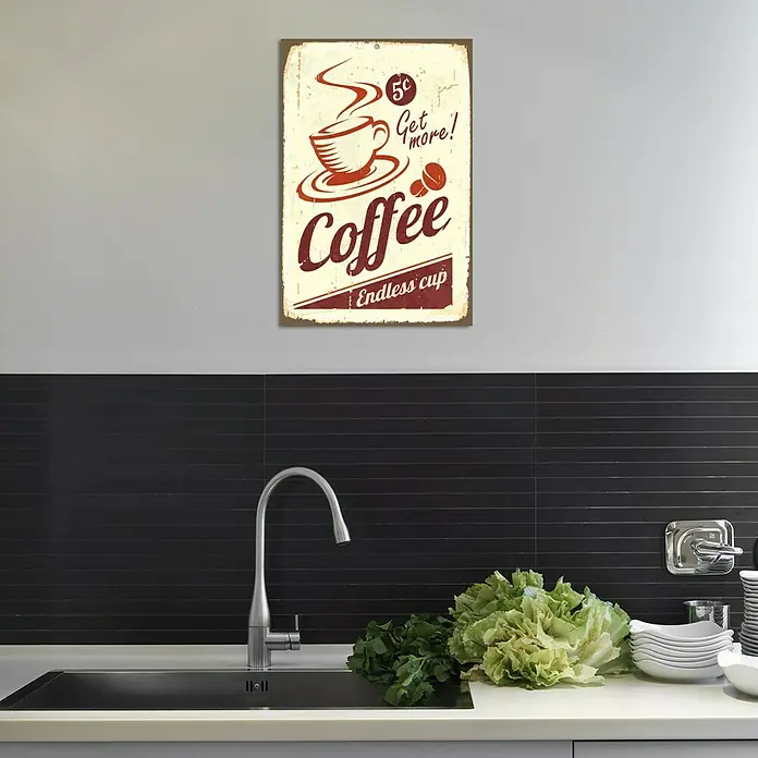 Blechschild - Antik/Vintage/Retro, 30 x 45 cm, Coffee - Vorderansicht