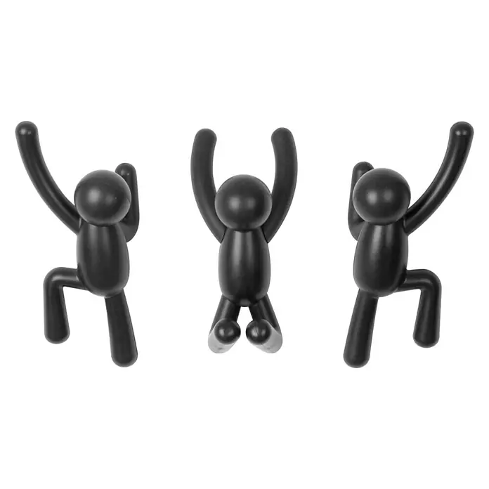 Kleiderhaken Buddy - 7,5 x 16,8 cm, Schwarz, Traglast: 2,2 kg/Haken - Vorderansicht
