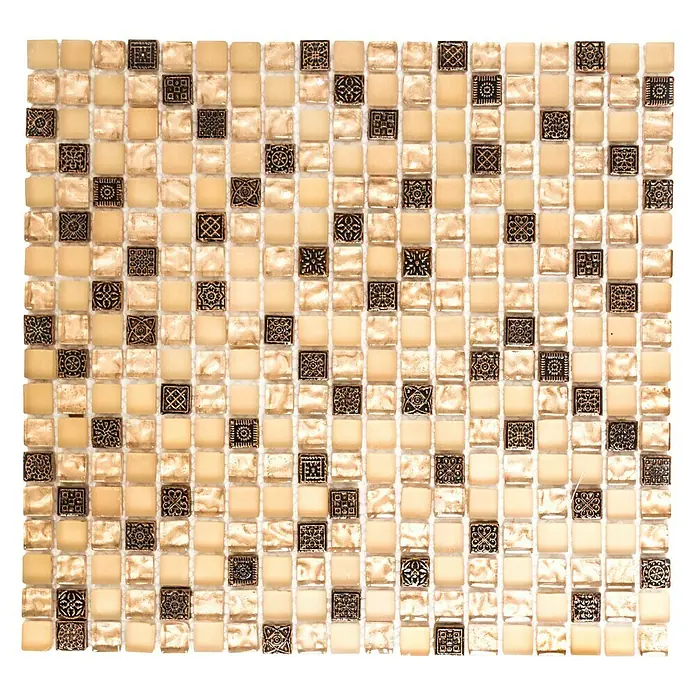 Mosaikfliese Quadrat Crystal Mix XCM M960 - 30,5 x 32,2 cm, Beige, Glänzend - Ansicht von oben
