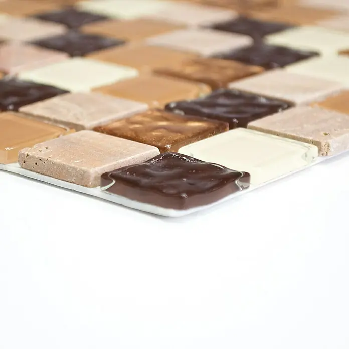 Selbstklebemosaik Quadrat Crystal Mix SAM 4M372 - 30 x 30 cm, Beige - Vorderansicht