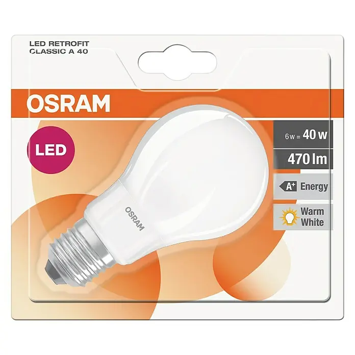 Osram LED žarulja RETROFIT CLASSIC A - 4 W, E27, A60, Topla bijela, Bez prigušivanja, Mat - Pogled odozgo