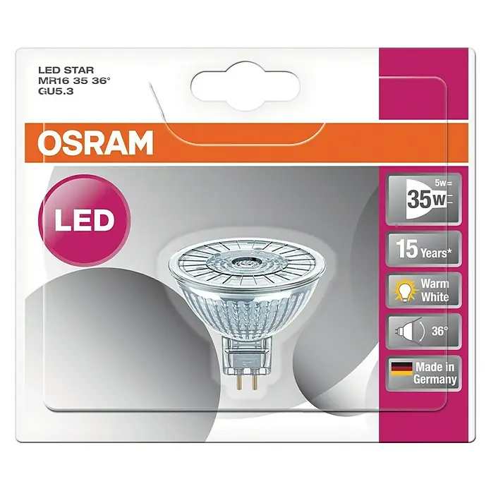 Osram LED žarulja Star MR16 - 4,6 W, 36 °, Bez prigušivanja, Topla bijela - Pogled odozgo
