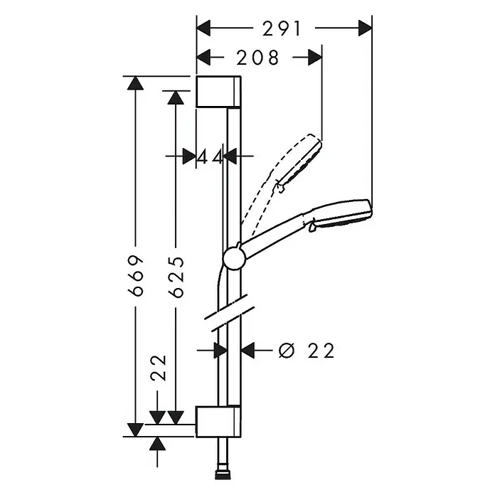 Hansgrohe Crometta Tuš garnitura 100 Multi - Razmak provrta: 62,5 cm, Krom