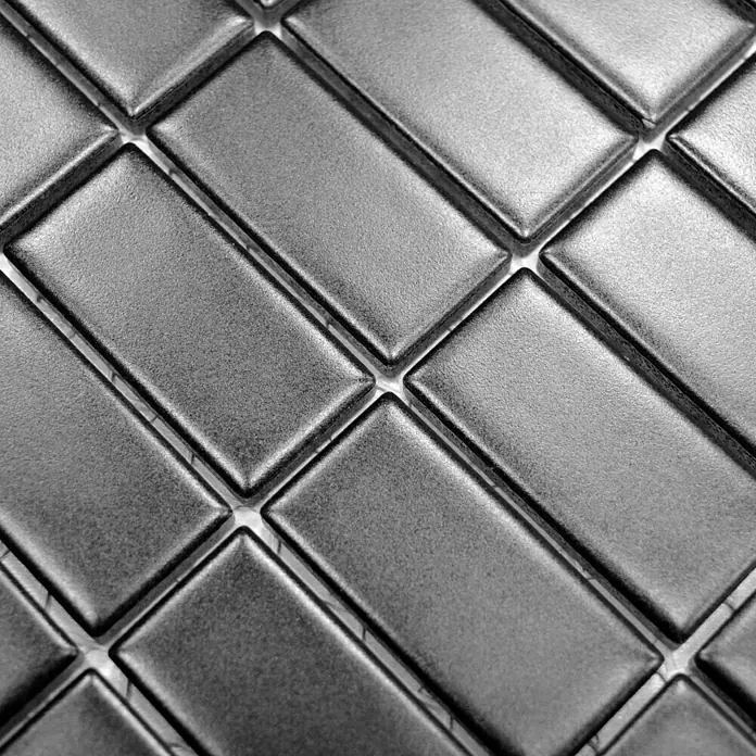 Mosaikfliese Stäbchen Uni ST 395 - 29,8 x 29,8 cm, Schwarz, Matt