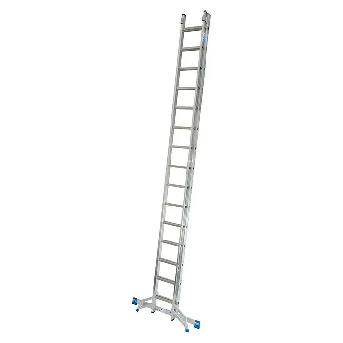 Krause Stabilo Sprossen-Schiebeleiter - Arbeitshöhe: 8,45 m, 2 x 15 Sprossen, Aluminium - Linke Seitenansicht