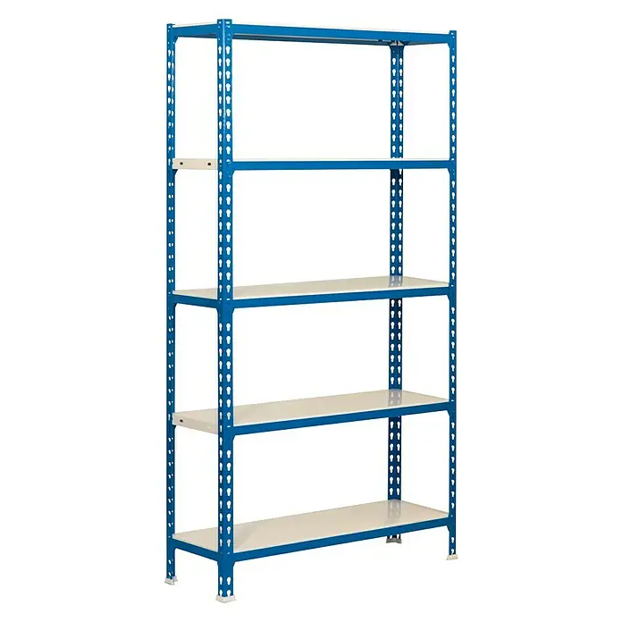 Simonrack Simonclick Estantería metálica - L x An x Al: 40 x 90 x 180 cm, Capacidad de carga: 180 kg/balda, Número de baldas: 5 ud., Inserción, Azul/Blanco