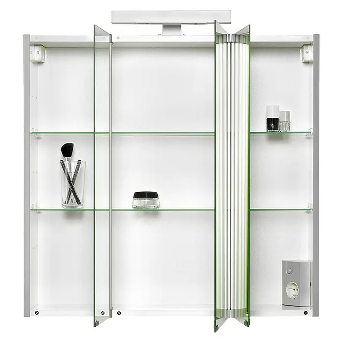 Jokey Spiegelschrank Mandiol III - B x H: 75 x 75 cm, Mit Beleuchtung, MDF, Weiß