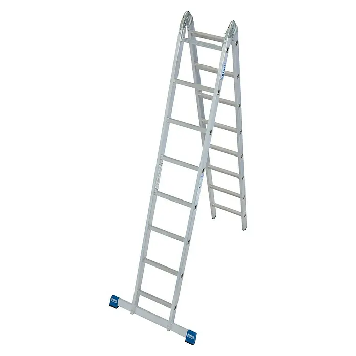 Krause Stabilo Sprossen-Gelenk-Doppelleiter - Arbeitshöhe: 5,5 m, 2 x 8 Sprossen, Aluminium - Linke Seitenansicht