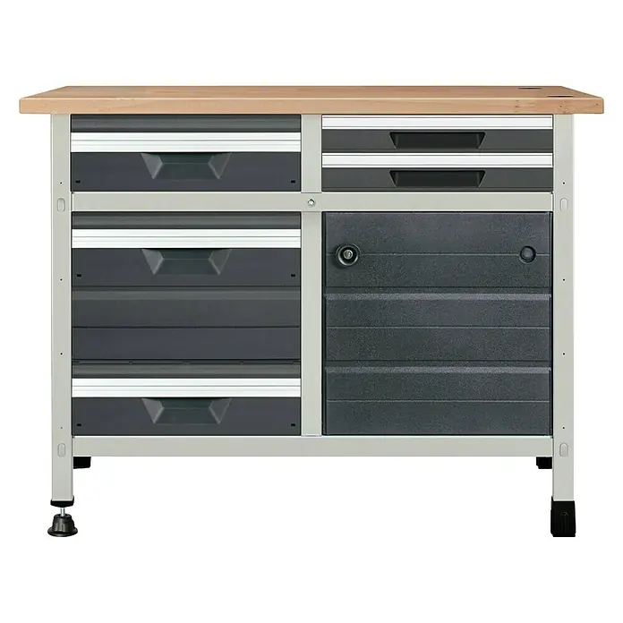 Wolfcraft Banco de trabajo WSS 640 - 65 x 113 x 86 cm, Número de cajones: 5 ud.