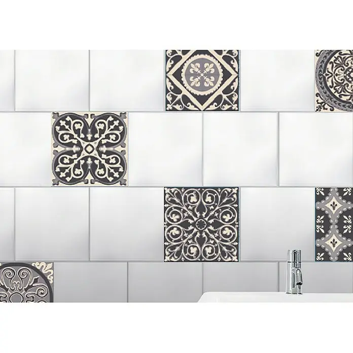 Vinilo para azulejos - 15 x 15 cm, 6 piezas, Gris