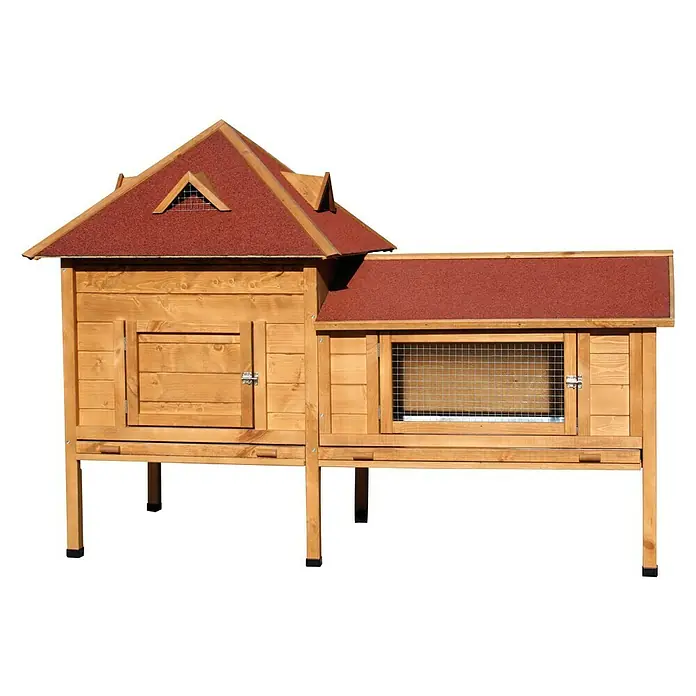 Dobar Kleintierstall Residenz - 190 x 98 x 138 cm, Natur, Kiefernholz - Vorderansicht