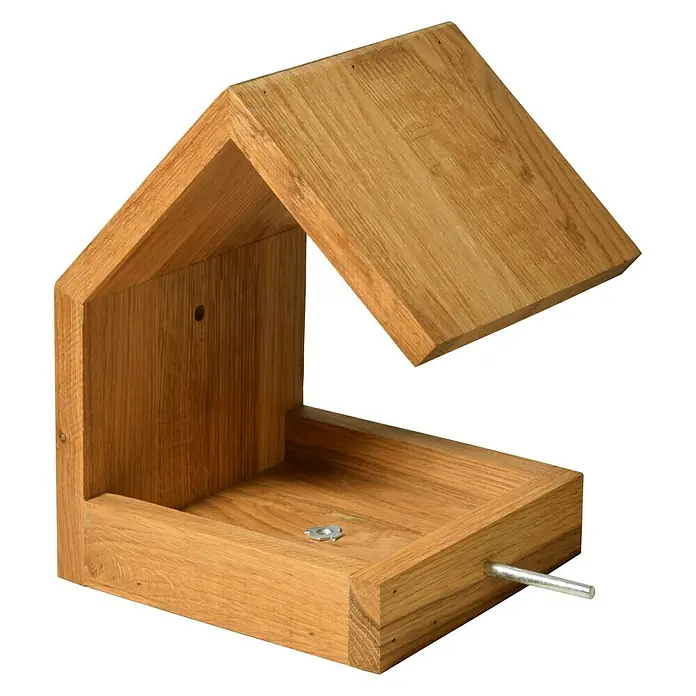 Dobar Vogelhaus Luxus Bauhaus 3 - 16 x 19 x 22 cm, Natur, Holz - Rechte Seitenansicht