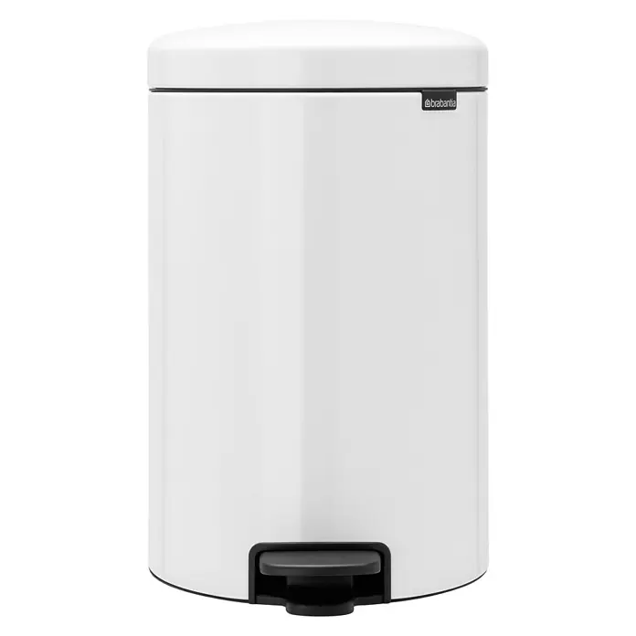 Brabantia Treteimer newIcon - 20 l, Weiß, Rund, Stahl - Vorderansicht