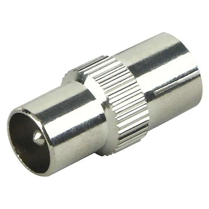 Schwaiger Koaksijalni adapter - IEC utikač, IEC utičnica, 25 mm, Poniklani metal - Pogled sprijeda