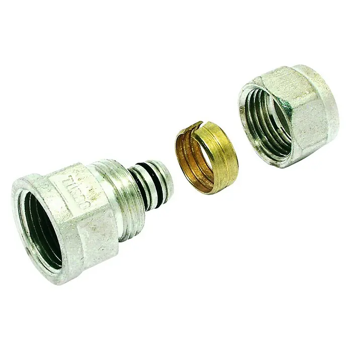 Standard Hidráulica Entronque de compresión TurboSkin H - 20 mm, Rosca interior: ½″, Latón - Vista angular