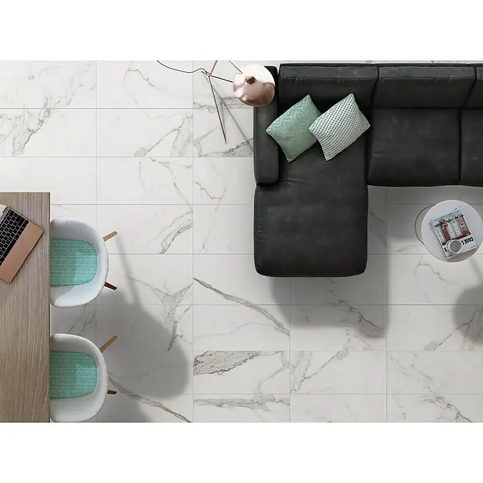Pavimento porcelánico Palatina - 30 x 60 cm, Blanco Carrara, Brillante - Foto ambiente