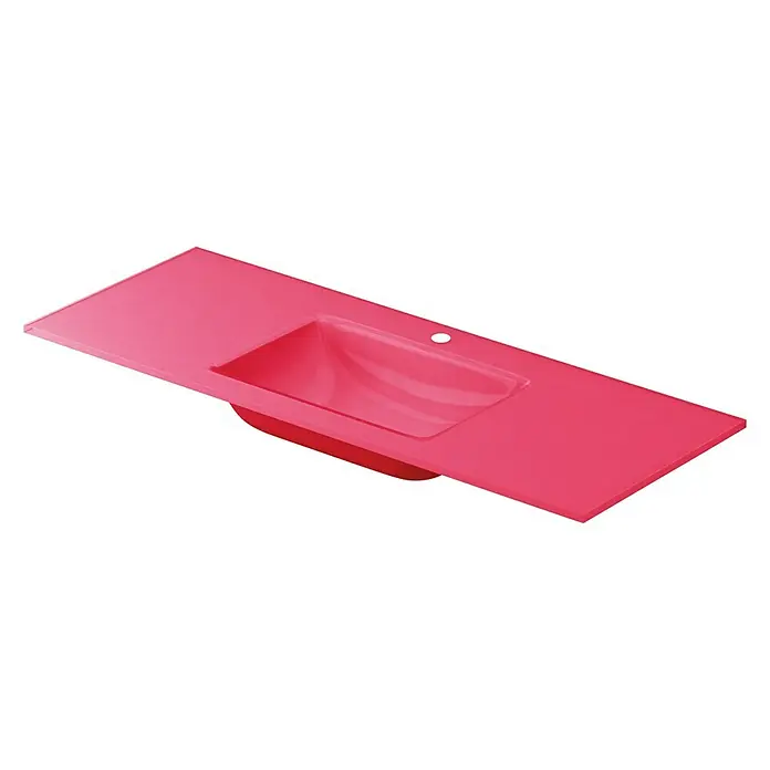 Lavabo Cristal - 121 x 46 cm, Orificios para grifo: Medio, Frambuesa - Vista angular