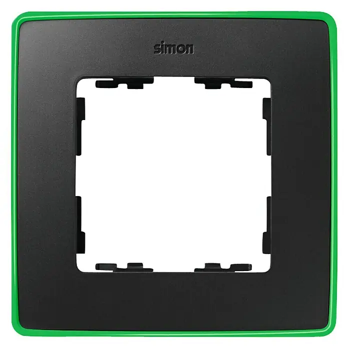 Simon 82 Marco Detail - Negro/Verde, x 1, Plástico, Montaje en la pared