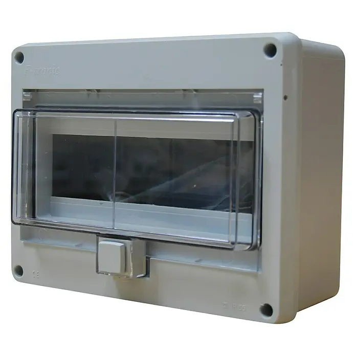 F-tronic Aufputz-Verteiler Feuchtraum - Anzahl Reihen: 1 Stk., Anzahl Module: 10 Stk., IP55 - Vorderansicht