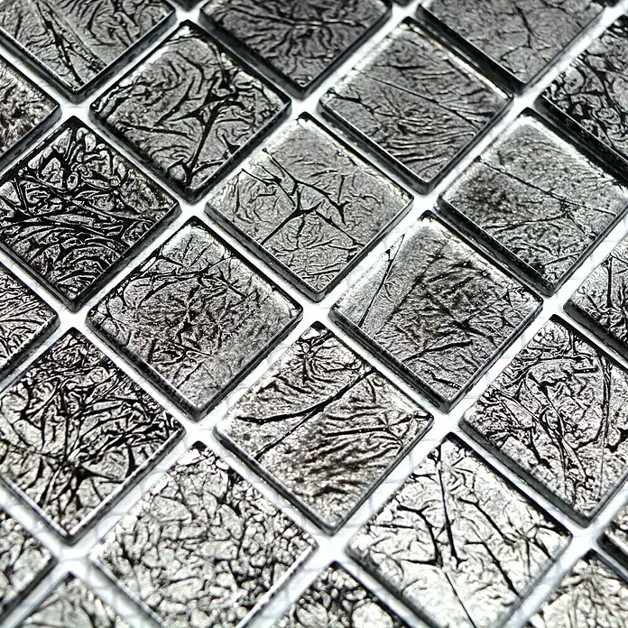 Mosaikfliese Quadrat Crystal Uni CM 4BL12 - 30 x 30 cm, Schwarz, Glänzend - Detailaufnahme