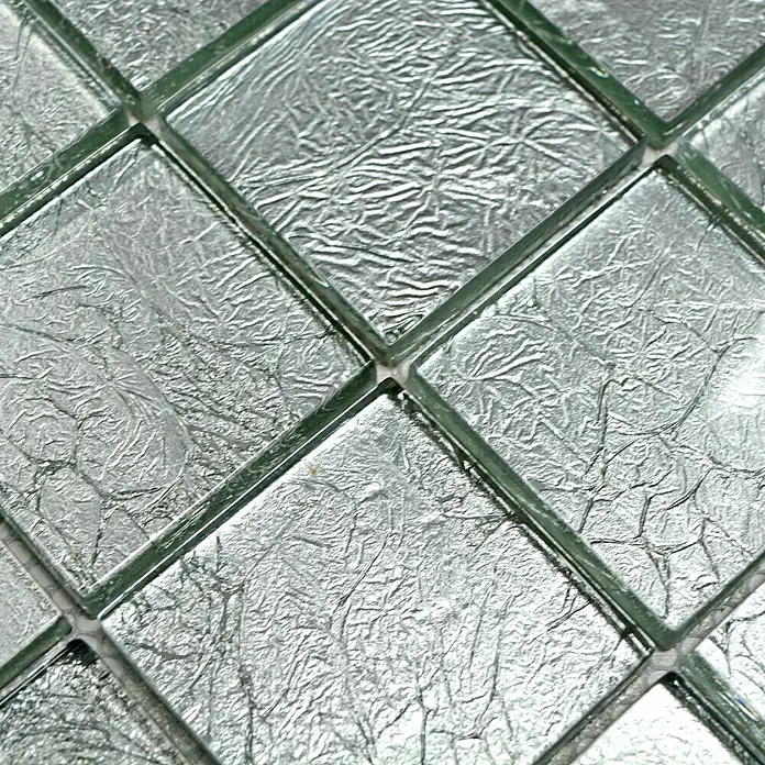 Mosaikfliese Quadrat Crystal Uni XCM 8SB26 - 30 x 30 cm, Silber, Glänzend - Detailaufnahme