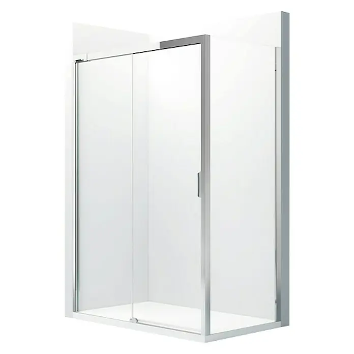 Roca Mampara de ducha frontal Naray L2-E - An x Al: 146,1 x 195 cm, 6 mm, Cromo