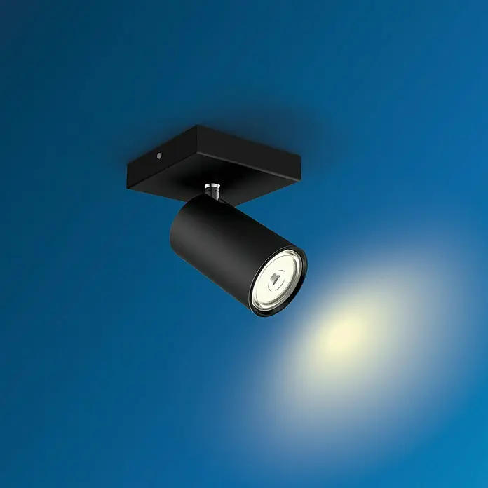 Philips Foco de una luz Kosipo - 10 W, L x An x Al: 10,2 x 10,2 x 13,4 cm, Negro, GU10