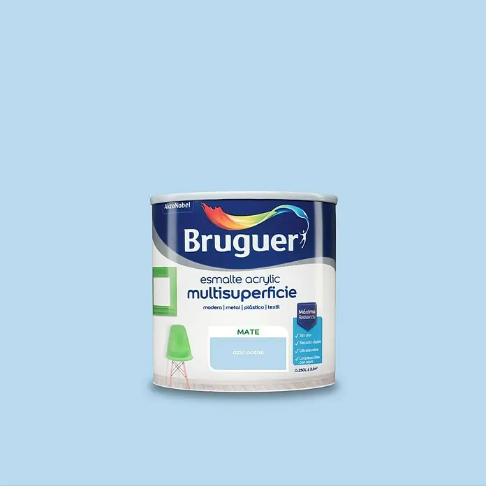 Bruguer Esmalte de color Acrylic Multisuperficie - Azul Pastel, 250 ml, Mate