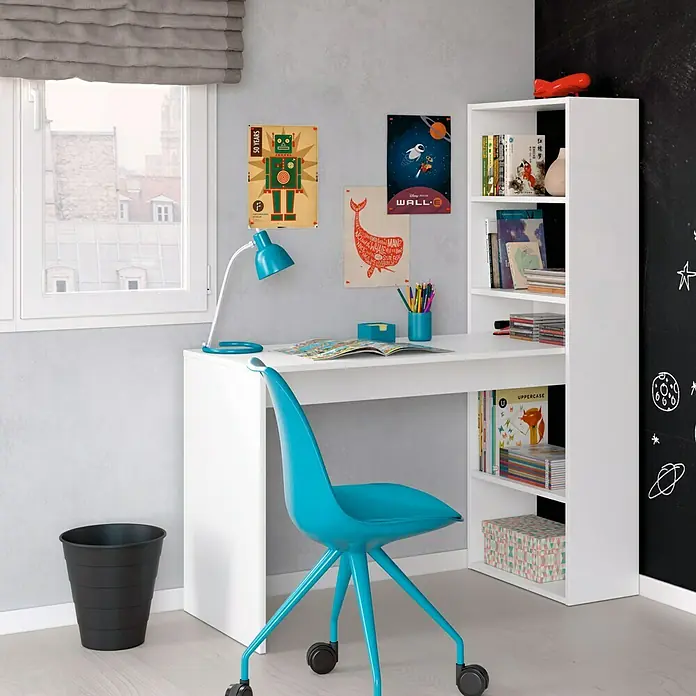 Escritorio con estantería Duplo - L x An x Al: 53 x 120 x 144 cm, Blanco