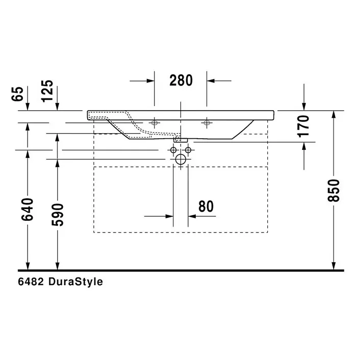 Duravit DuraStyle Waschtisch Typ 1 - 100 x 48 cm, Mit schmutzabweisender Glasur, Hahnloch: Mitte, Mit Überlauf, Weiß