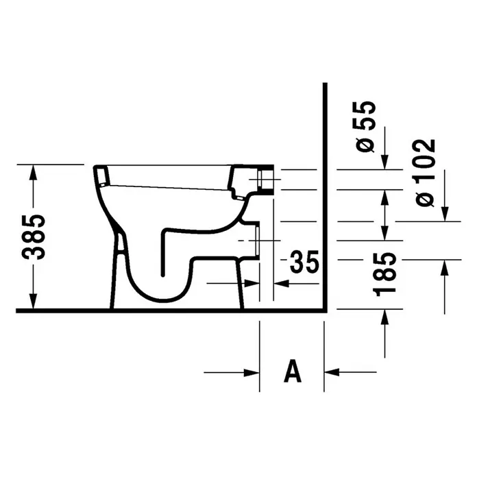 Duravit D-Code Stand-WC - Mit Spülrand, Ohne Spezialglasur, Spülform: Flach, WC Abgang: Waagerecht, Weiß