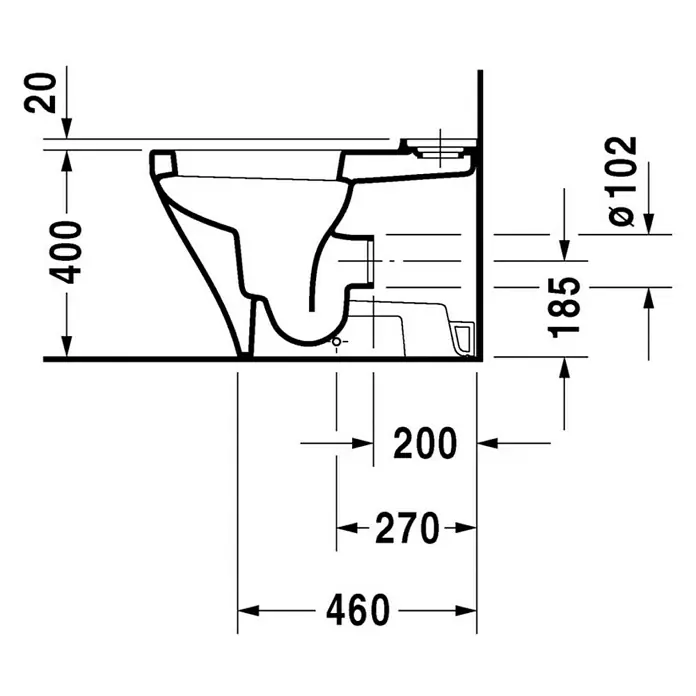 Duravit DuraStyle Stand-WC-Kombination Typ 1 - Mit Spülrand, Mit schmutzabweisender Glasur, Spülform: Tief, WC Abgang: Waagerecht, Weiß