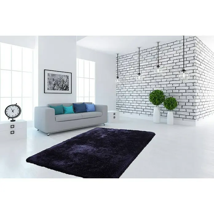 Kayoom Hochflorteppich Cosy - Blau, 170 x 120 cm, 100 % Polyester - Stimmungsaufnahme